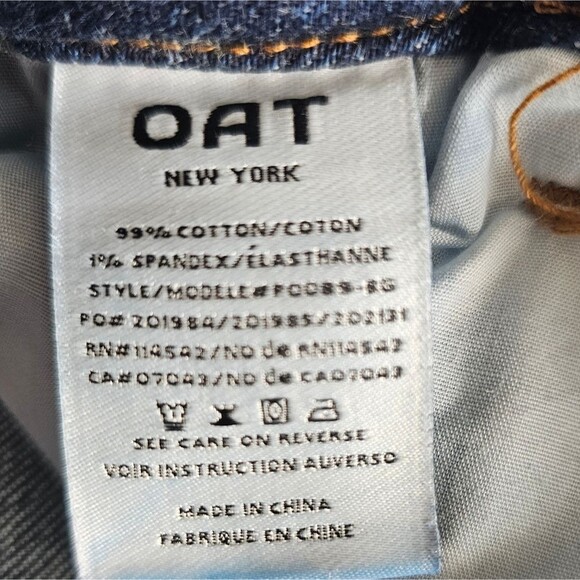 Oat New York High-Waisted Straight-Leg Jeans Sz 4/27 Raw Hem Chic Casual Denim - Picture 9 of 16